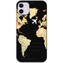 Gritty Apple iPhone 11 Dünya Haritalı Siyah Telefon Kılıfı