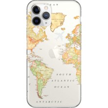 Gritty Apple iPhone 11 Pro Dünya Haritalı Şeffaf Telefon Kılıfı