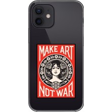 Gritty Apple iPhone 12 Mini Make Art Not War Şeffaf Telefon Kılıfı