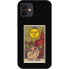 Gritty Apple iPhone 12 The Sun Tarot Siyah Telefon Kılıfı