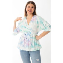 Şans Tekstil Kadın Renkli Anvelop Yakalı Bluz 26A37032