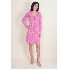 Şans Tekstil Kadın Pembe Boncuk Işli Astarlı Elbise