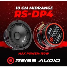 Reiss Rs-Dp4 10 cm Profesyonel Oto Midrange Hoparlör Takımı Çifti 300WAT 150RMS Metal Kapaklı