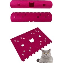 Next Craft Kedi Tüneli Oyuncağı 1. Kalite 3mm Keçeden Geçmeli 9 Renk Seçenekli 98 cm Kedi ve Pati Figürlü