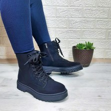 Polact 23001 Zümrüt Siyah Fermuarlı Bağacaklı Kaymaz Bayan Bot