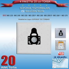 STT Beko Bks 1235 - Bks 1240 - Bks 1250 - Bks 1250 P - Bks 1260 - Bks 1260 Ey - Bks 1260 Y - Bks 1270 Modellerine Uygun 20 Adet Süpürge Toz Torbası 200720