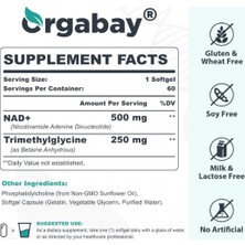 Orgabay Liposomal Nad+ Supplement 500 Mg  High Absorption  Boost Nad+ With Tmg 250 Mg  Than Nicotinamide Riboside  Support Cellular Energy  Healthy Aging  60 SOFTGELS 3637