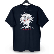 nirvoda Meliodas Nanatsu No Taizai Baskılı Loose Fit Bisiklet Yaka Unisex Tişört Siyah