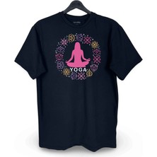 nirvoda Pembe Yoga Baskılı Loose Fit Bisiklet Yaka Unisex Tişört