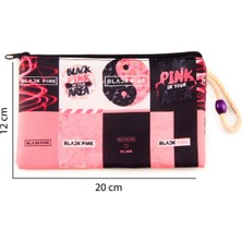 By Bag Blackpink K-Pop Desenli Kalemlik Fermuarlı Makyaj Çantası Orta Boy 12CM x 20CM