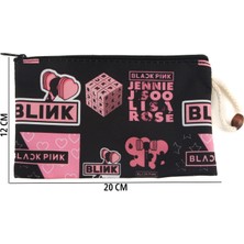 By Bag Blackpink K-Pop Desenli Kalemlik Fermuarlı Makyaj Çantası Orta Boy 12CM x 20CM