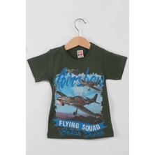 Arbi Airplane Baskılı Erkek Çocuk Tshirt | Haki