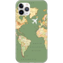Gritty Iphone 11 Pro Max Dünya Haritalı Yeşil Telefon Kılıfı