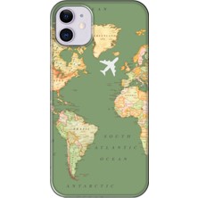 Gritty Iphone 11 Dünya Haritalı Yeşil Telefon Kılıfı