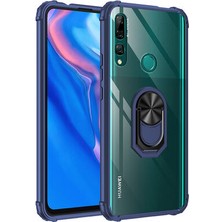 Techno Guru Huawei Y9 Prime 2019 Yüzüklü ve Kenarları Renkli Köşe Korumalı Mola Premium Pc Silikon Kılıf