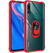 Techno Guru Huawei Y9 Prime 2019 Yüzüklü ve Kenarları Renkli Köşe Korumalı Mola Premium Pc Silikon Kılıf