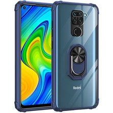 Techno Guru Redmi Note 9 Yüzüklü ve Kenarları Renkli Köşe Korumalı Mola Premium Pc Silikon Kılıf