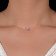 Mingming Shop Beyaz Moda Kübik Zirkonya Kolye Öğe Görünmez Balık Hattı Chokers Kolye Kadınlar Için Düğün Hediyesi Takı Yeni Yıl Hediyesi (Yurt Dışından)