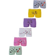 Dode Flora Tutku 0181 Kız Çocuk Karışık Desenli Likralı Pamuklu 6 Lı Paçalı Boxer