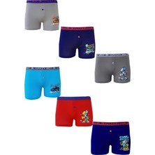 Dode Flora Tutku 0253 Erkek Çocuk Karışık Desenli Ekonomik 6 Lı Paçalı Boxer