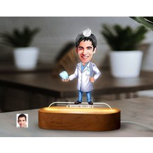Bk Gift Kişiye Özel Erkek Diş Doktoru Karikatürlü Dekoratif 3D Biblo LED Işıklı Gece Lambası-1, Arkadaşa Hediye