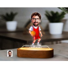 Bk Gift Kişiye Özel Basketbolcu Karikatürlü Dekoratif 3D Biblo LED Işıklı Gece Lambası-1, Arkadaşa Hediye