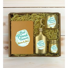 Bk Gift Kişiye Özel Isimli Dtf Best Friend Temalı Gold Defter & Kahve Fincanı & Kolonya & Mum Hediye Seti-2, Arkadaşa Hediye, Doğum Günü Hediyesi