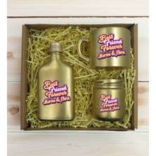 Bk Gift Kişiye Özel Isimli Dtf Best Friend Temalı Gold Kahve Fincanı & Kolonya & Mum Hediye Seti-3, Arkadaşa Hediye, Doğum Günü Hediyesi