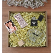 Bk Gift Kişiye Özel Isimli Dtf Baba Temalı Cam Kahve Fincanı & Türk Kahvesi & Ahşap Fotoğraf Tutucu & Çakmak Hediye Seti-5, Babaya Hediye, Babalar Günü Hediyeleri
