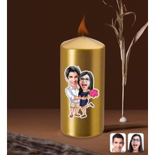 BK Kişiye Özel Sevgililer Karikatürlü Gold Blok MUM-108