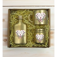 Bk Gift Kişiye Özel Isimli Dtf Anne Temalı Gold Kahve Fincanı & Kolonya & Mum Hediye Seti-5, Anneye Hediye, Anneler Günü Hediyesi
