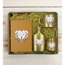 Bk Gift Kişiye Özel Isimli Dtf Anne Temalı Gold Defter & Kahve Fincanı & Kolonya & Mum Hediye Seti-5, Anneye Hediye, Anneler Günü Hediyesi