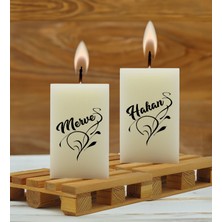 Bk Gift Kişiye Özel Isimli 2’li Dtf Dikdörtgen Blok Mum Seti-4, Sevgiliye Hediye, Doğum Günü Hediyesi, Ev Hediyesi