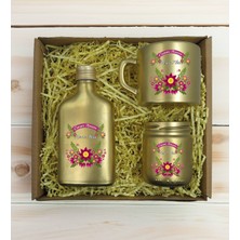 Bk Gift Kişiye Özel Isimli Dtf Anne Temalı Gold Kahve Fincanı & Kolonya & Mum Hediye Seti-6, Anneye Hediye, Anneler Günü Hediyesi