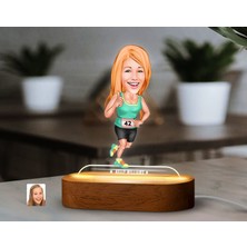 Bk Gift Kişiye Özel Koşucu Karikatürlü Dekoratif 3D Biblo LED Işıklı Gece Lambası-1, Arkadaşa Hediye