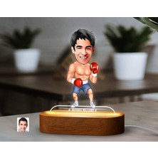 Bk Gift Kişiye Özel Boksör Karikatürlü Dekoratif 3D Biblo LED Işıklı Gece Lambası-1, Arkadaşa Hediye