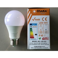 Osaka 3 Adet 12-30V E 27 LED Lamba  10W=75W 810 Lümen 6500KELVİN Beyaz