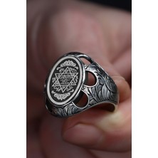 Ksr Moda Hz.süleyman Mühürlü El Işlemeli 925 Ayar Gümüş Erkek Yüzük