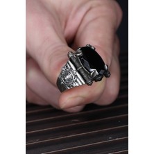 Ksr Moda Ksrmoda Siyah Zirkon Taşlı Aslan Detaylı 925 Ayar Gümüş Erkek Yüzük