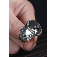 Ksr Moda Ksrmoda Siyah Zirkon Taşlı El Işlemeli 925 Ayar Gümüş Erkek Yüzük