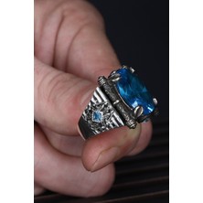 Ksr Moda Ksrmoda Akuamarin Taşlı 925 Ayar Gümüş Erkek Yüzük