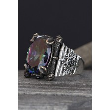 Ksr Moda Mistik Topaz Taşlı 925 Ayar Gümüş Erkek Yüzük