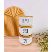 Moda Ozy 3lü Cam Bambu Kapaklı Salt/pepper/spice Kavanozu