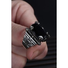 Ksr Moda Siyah Zirkon Taşlı 925 Ayar Gümüş Erkek Yüzük