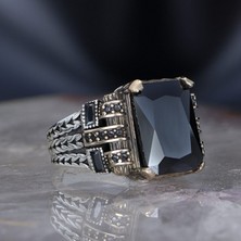 Ksr Moda Zincir Serisi 925 Ayar Zirkon Taşlı Erkek Gümüş Yüzük