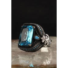 Ksr Moda Ksrmoda Aqua Marine Taşlı 925 Ayar Erkek Gümüş Yüzük