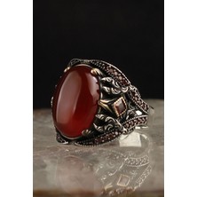 Ksr Moda Akik Taşlı 925 Ayar Erkek Gümüş Yüzük