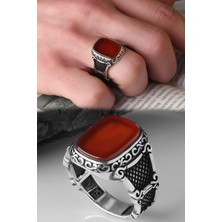 Ksr Moda Akik Taşlı 925 Ayar Erkek Gümüş Yüzük