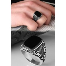 Ksr Moda Ksrmoda Oniks Taşlı 925 Ayar Erkek Gümüş Yüzük