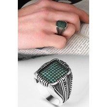 Ksr Moda Ksrmoda Mikro Taşlı Desenli 925 Ayar Erkek Gümüş Yüzük